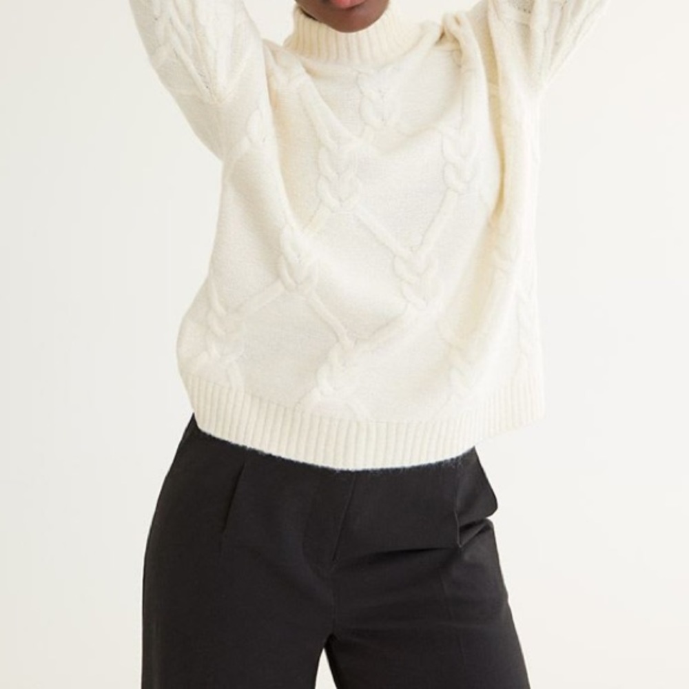 Mock Neck Cable Knit Sweater